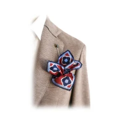 Fefe Napoli Ties & Bow Ties-Fefè Napoli - Bordeaux Flowers Silk Vernissage Pocket Square - Pocket-Square - Handmade in Italy - Luxury Exclusive Collection - Avvenice