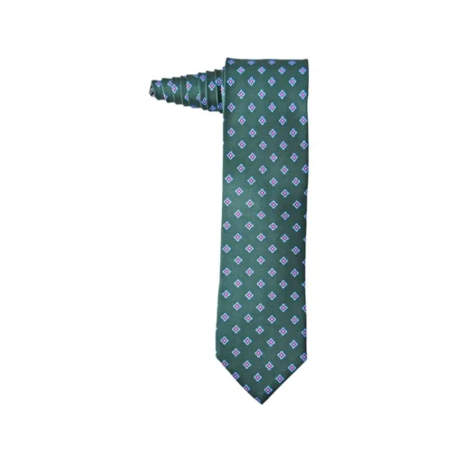 Fefe Napoli Ties & Bow Ties-Fefè Napoli - Green Quatrefoil Gentleman Silk Tie - Ties - Handmade in Italy - Luxury Exclusive Collection - Avvenice