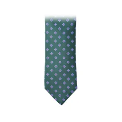 Fefe Napoli Ties & Bow Ties-Fefè Napoli - Green Quatrefoil Gentleman Silk Tie - Ties - Handmade in Italy - Luxury Exclusive Collection - Avvenice