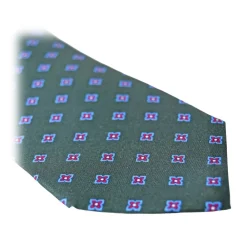 Fefe Napoli Ties & Bow Ties-Fefè Napoli - Green Quatrefoil Gentleman Silk Tie - Ties - Handmade in Italy - Luxury Exclusive Collection - Avvenice