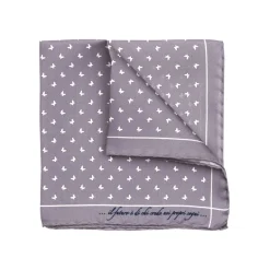 Fefe Napoli Ties & Bow Ties-Fefè Napoli - Grey Butterfly Silk Dandy Pocket Square - Pocket-Square - Handmade in Italy - Luxury Exclusive Collection - Avvenice