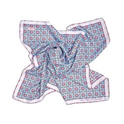 Fefe Napoli Scarves-Fefè Napoli - Light-Blue Azulejo Silk Foulard - Scarves and Foulards - Handmade in Italy - Luxury Exclusive Collection - Avvenice