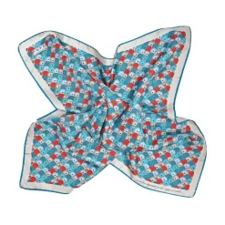 Fefe Napoli Scarves-Fefè Napoli - Turquoise Matisse Silk Foulard - Scarves and Foulards - Handmade in Italy - Luxury Exclusive Collection - Avvenice