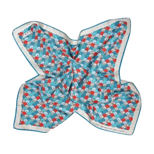 Fefe Napoli Scarves-Fefè Napoli - Turquoise Matisse Silk Foulard - Scarves and Foulards - Handmade in Italy - Luxury Exclusive Collection - Avvenice