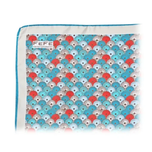 Fefe Napoli Scarves-Fefè Napoli - Turquoise Matisse Silk Foulard - Scarves and Foulards - Handmade in Italy - Luxury Exclusive Collection - Avvenice