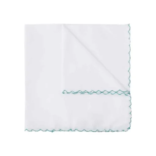 Fefe Napoli Ties & Bow Ties-Fefè Napoli - White Cotton Embroidery Gentleman Pocket Square - Pocket-Square - Handmade in Italy - Luxury Exclusive Collection - Avvenice