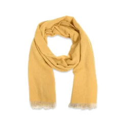 Fefe Napoli Scarves-Fefè Napoli - Yellow Cashmere Elegance Scarf - Scarves and Foulards - Handmade in Italy - Luxury Exclusive Collection - Avvenice
