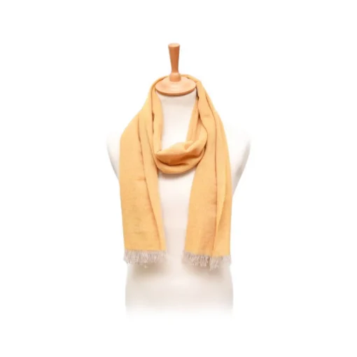 Fefe Napoli Scarves-Fefè Napoli - Yellow Cashmere Elegance Scarf - Scarves and Foulards - Handmade in Italy - Luxury Exclusive Collection - Avvenice
