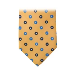 Fefe Napoli Ties & Bow Ties-Fefè Napoli - Yellow Flower Dandy Silk Tie - Ties - Handmade in Italy - Luxury Exclusive Collection - Avvenice