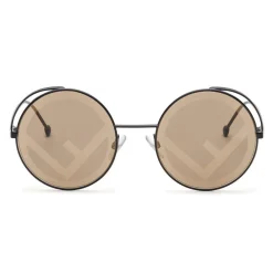 Fendi Sunglasses & Eyewear-- F is - Round Sunglasses - Black Brown - Sunglasses - Eyewear - Avvenice