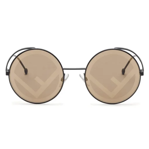 Fendi Sunglasses & Eyewear-- F is - Round Sunglasses - Black Brown - Sunglasses - Eyewear - Avvenice