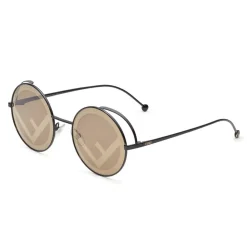 Fendi Sunglasses & Eyewear-- F is - Round Sunglasses - Black Brown - Sunglasses - Eyewear - Avvenice