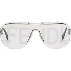 Fendi Sunglasses & Eyewear-- Code - Shield Sunglasses - Silver - Sunglasses - Eyewear - Avvenice