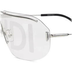 Fendi Sunglasses & Eyewear-- Code - Shield Sunglasses - Silver - Sunglasses - Eyewear - Avvenice