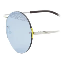 Fendi Sunglasses & Eyewear-- FF - Round Sunglasses - Ruthenium Light Blue - Sunglasses - Eyewear - Avvenice