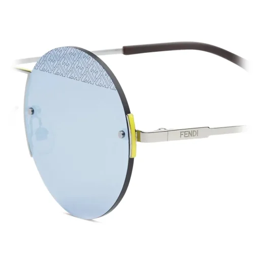 Fendi Sunglasses & Eyewear-- FF - Round Sunglasses - Ruthenium Light Blue - Sunglasses - Eyewear - Avvenice