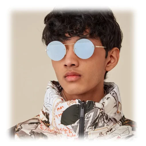 Fendi Sunglasses & Eyewear-- FF - Round Sunglasses - Ruthenium Light Blue - Sunglasses - Eyewear - Avvenice
