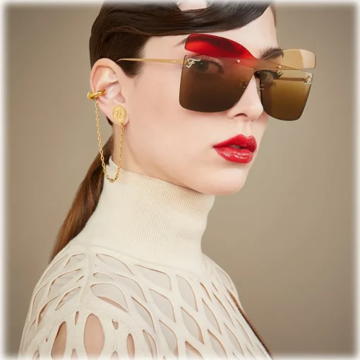 Fendi Sunglasses & Eyewear-- Karligraphy - Butterfly Sunglasses - Gold Red Rose - Sunglasses - Eyewear - Avvenice