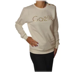 Ga\u00eblle Paris Sweatshirts-Gaëlle Paris - Long Sleeve Crew-Neck Sweatshirt - White - Sweatshirt - Made in Italy - Luxury Exclusive Collection - Avvenice
