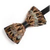Genius Bowtie Ties & Bow Ties-- Aristotele - Brown Green - Suede Leather Bow Tie with Feathers - Luxury High Quality Bow Tie - Avvenice