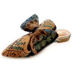 Genius Bowtie Shoes-- Genius Shoes - Oriental Authentic Green - Leather Shoes with Real Feathers - Luxury High Quality Bow Tie - Avvenice