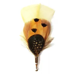 Genius Bowtie Ties & Bow Ties-- Shakespeare - Beige Brown - Real Feathers Pin - Luxury High Quality Pin - Avvenice