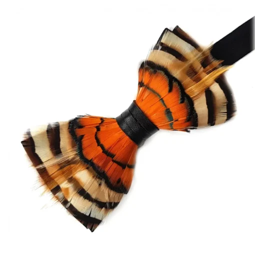 Genius Bowtie Ties & Bow Ties-- Van Gogh - Black - Suede Leather Bow Tie with Feathers - Luxury High Quality Bow Tie - Avvenice