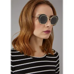 Giorgio Armani Sunglasses & Eyewear-- Double Circle - Sunglasses with Double Circle Frame - Gold - Sunglasses - Eyewear - Avvenice