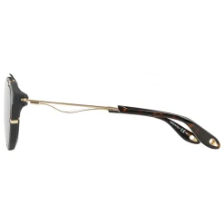 Givenchy Eyewear Sunglasses & Eyewear-Givenchy - Black Acetate Round Sunglasses with Gold Frame Finish and Grey Lenses - Sunglasses - - Avvenice