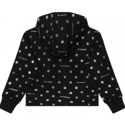 Givenchy Sweatshirts-- Black Cotton Monogram Print Hoodie - Exclusive Luxury Collection - Avvenice