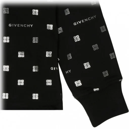Givenchy Sweatshirts-- Black Cotton Monogram Print Hoodie - Exclusive Luxury Collection - Avvenice
