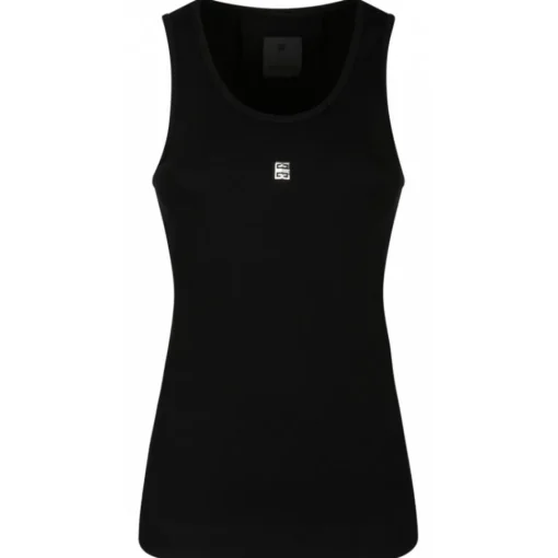 Givenchy Tops-- Black Ribbed Cotton Blend Tank Top - Exclusive Luxury Collection - Avvenice