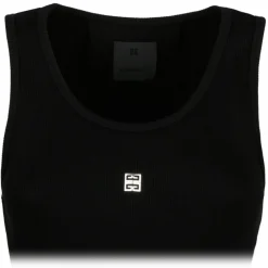 Givenchy Tops-- Black Ribbed Cotton Blend Tank Top - Exclusive Luxury Collection - Avvenice