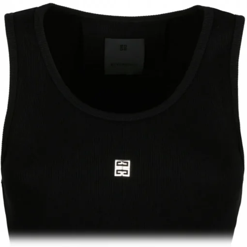 Givenchy Tops-- Black Ribbed Cotton Blend Tank Top - Exclusive Luxury Collection - Avvenice