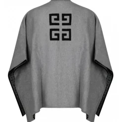 Givenchy Knitwears-- Grey Intarsia Knit Poncho - Exclusive Luxury Collection - Avvenice