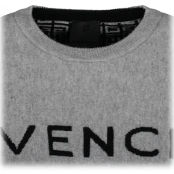 Givenchy Knitwears-- Grey Intarsia Knit Poncho - Exclusive Luxury Collection - Avvenice