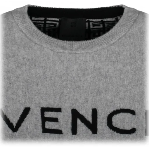 Givenchy Knitwears-- Grey Intarsia Knit Poncho - Exclusive Luxury Collection - Avvenice