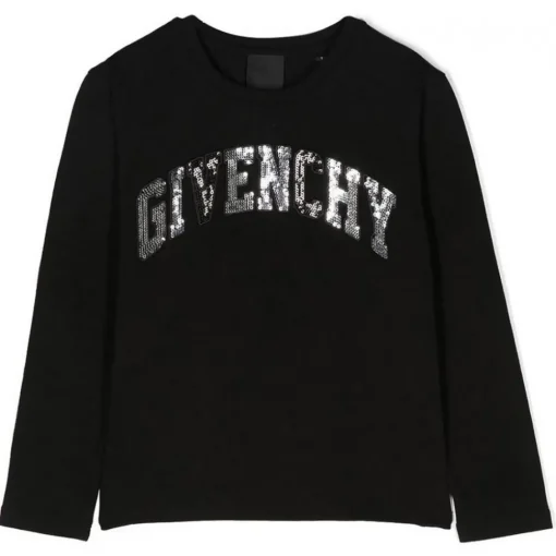 Givenchy T-shirt-- Kids Long Sleeve T-Shirt in Black - Exclusive Luxury Collection - Avvenice
