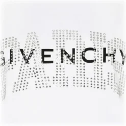Givenchy T-shirt-- White Cotton Rhinestones Logo Print T-Shirt - Exclusive Luxury Collection - Avvenice