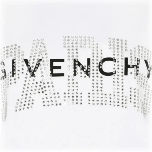 Givenchy T-shirt-- White Cotton Rhinestones Logo Print T-Shirt - Exclusive Luxury Collection - Avvenice
