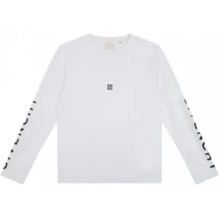 Givenchy T-shirt-- White Long-Sleeved Logo T-Shirt - Exclusive Luxury Collection - Avvenice
