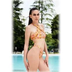 Grace - Grazia Di Miceli Swimwear-- "Kyoto" Crossover Bikini with Sensoji Print - Luxury Collection - Made in Italy - High Quality - Avvenice