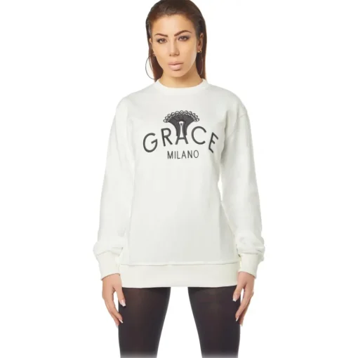Grace - Grazia Di Miceli Sweatshirts-- Marco Women's Crew Neck Sweatshirt - Luxury Collection - Made in Italy - High Quality - Avvenice