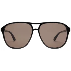 Gucci Eyewear Sunglasses & Eyewear-Gucci - Acetate Aviator Sunglasses - Black Acetate Brown Lenses - - Avvenice