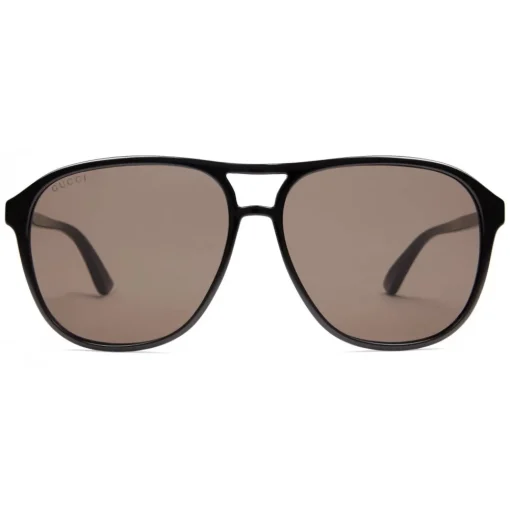 Gucci Eyewear Sunglasses & Eyewear-Gucci - Acetate Aviator Sunglasses - Black Acetate Brown Lenses - - Avvenice