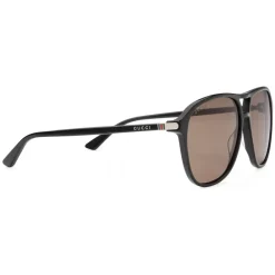Gucci Eyewear Sunglasses & Eyewear-Gucci - Acetate Aviator Sunglasses - Black Acetate Brown Lenses - - Avvenice