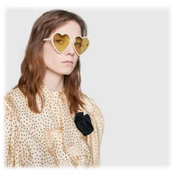 Gucci Eyewear Sunglasses & Eyewear-Gucci - Acetate Heart Sunglasses - Ivory Heart - - Avvenice