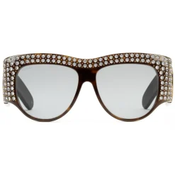 Gucci Eyewear Sunglasses & Eyewear-Gucci - Acetate Oversized Sunglasses with Crystals - Turtle - - Avvenice