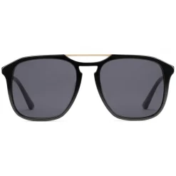 Gucci Eyewear Sunglasses & Eyewear-Gucci - Acetate Square Sunglasses - Black with Gold Color Detail - - Avvenice