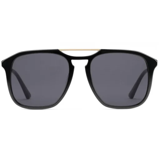 Gucci Eyewear Sunglasses & Eyewear-Gucci - Acetate Square Sunglasses - Black with Gold Color Detail - - Avvenice